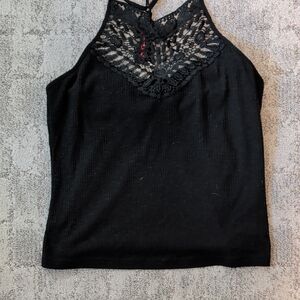 Hem & Thread  Black Lace Halter Top